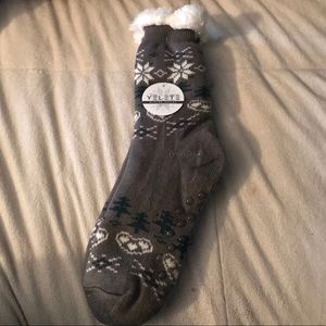 Dark Grey Yelete Sherpa Lined Slipper Socks